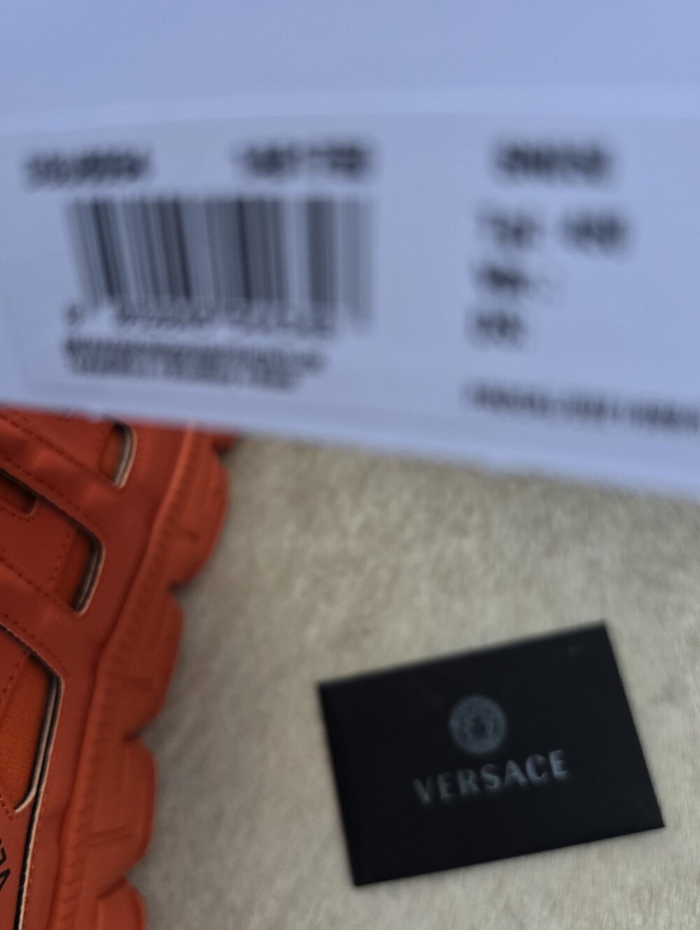 Versace Orange Canvas and Leather Trigreca Lace Up Sneakers Size 44 - Picture 9 of 10